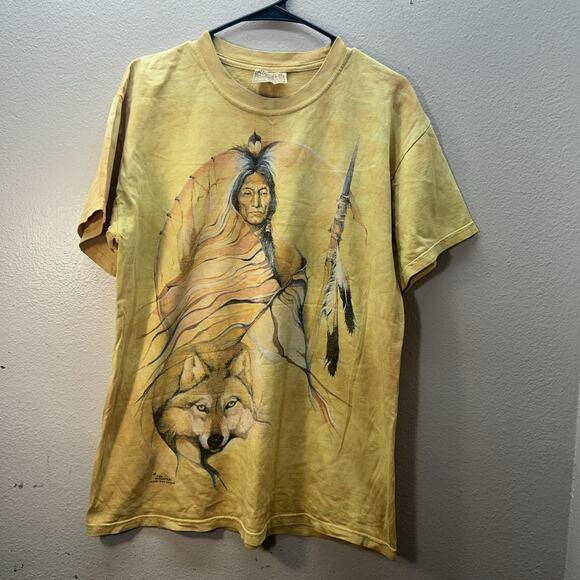 VTG 2000 The Mountain SZ M Native American Wolf T-Shirt Tie Dye Festival Y2K - Picture 1 of 5